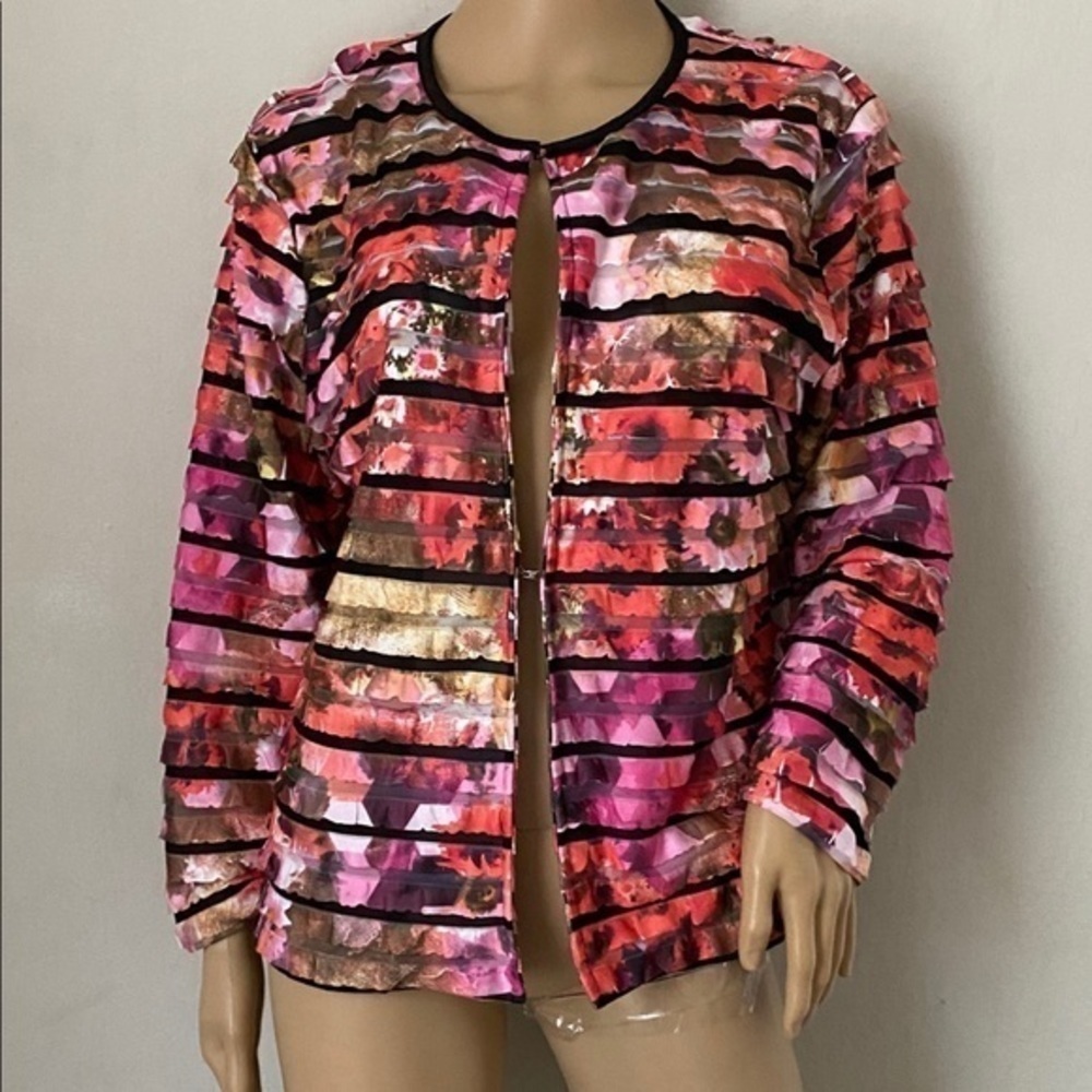 Erin London size L cardigan ruffle blouse